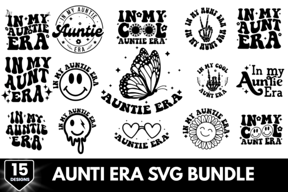15 Auntie Era SVG Design for Crafts and Graphics