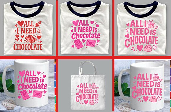 All I Need is Chocolate SVG T-Shirt Bundle