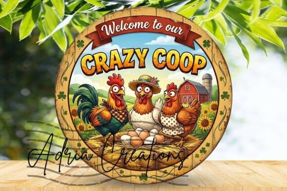 Chicken Door Sign Graphic for Crafts and Digital Products
