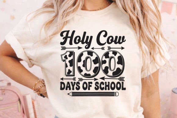 Cow Print Holy 100 Days of School SVG for Crafts and Graphics
