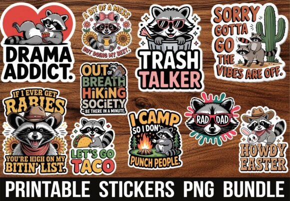 Cute Funny Raccoon Trash Addict Graphics for Crafts