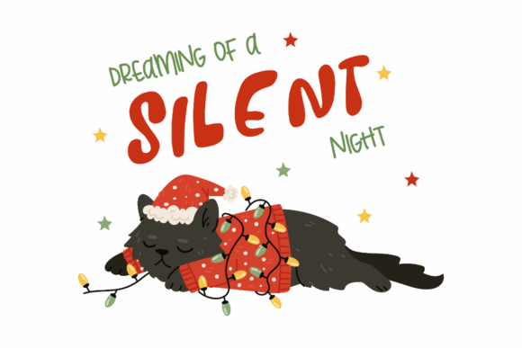 Dreaming of a Silent Night: Funny Christmas Cat Graphics
