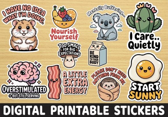 Funny Hamster Mental Health Stickers - Graphics for Crafts and Creativity