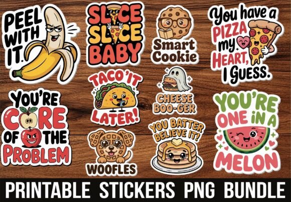 Kawaii Snack Funny Food Puns Stickers for Crafts and Graphics