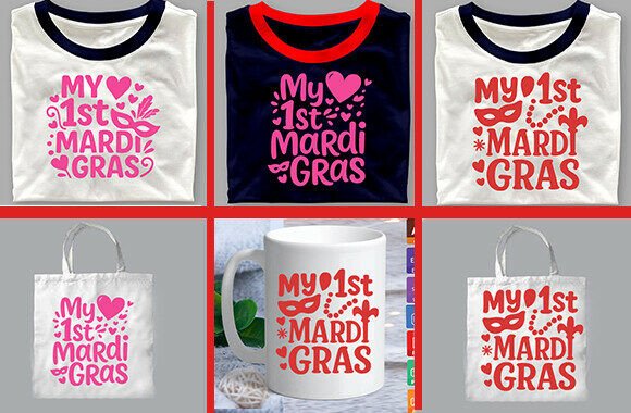 My 1st Mardi Gras SVG T-SHIRT Bundle for Crafts and Graphics