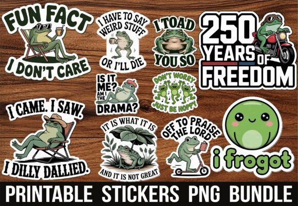 Sarcastic Grumpy Funny Frog Stickers for Graphics and Crafts